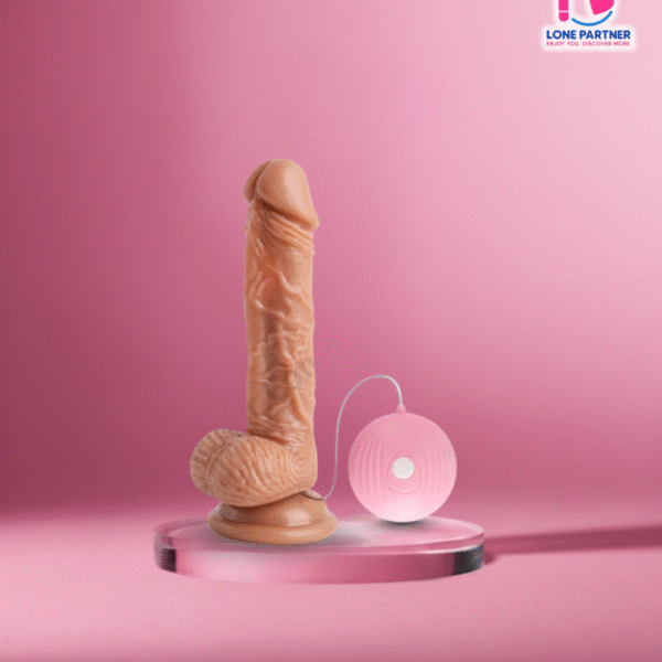 Lone Partner RealFeel Vibrating Suction Dildo – 7 Inch Skin-Tone Silicone Massager with Multi-Speed Modes